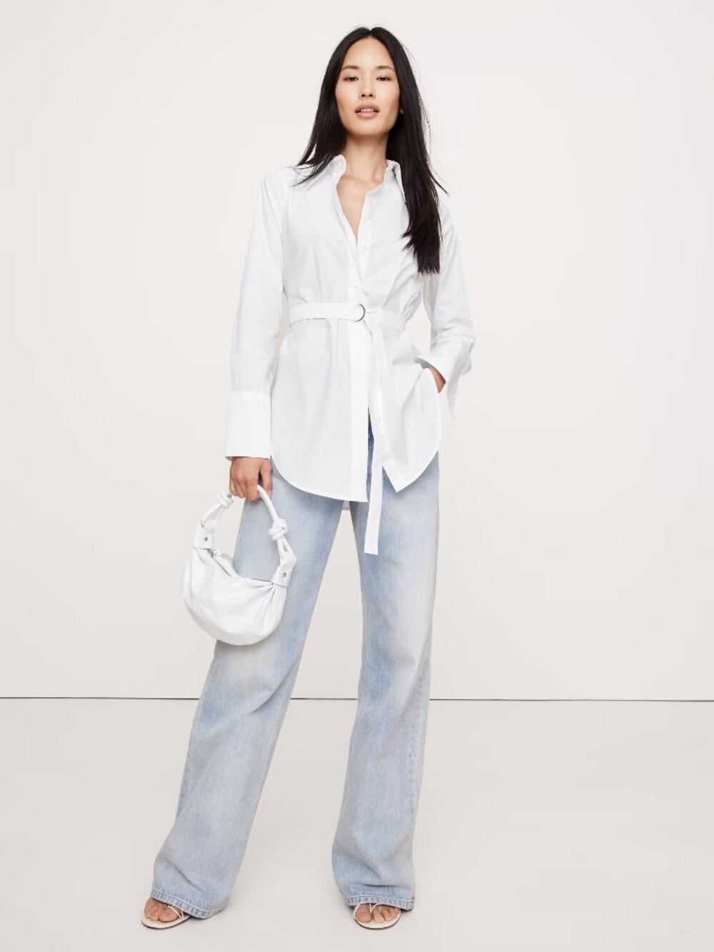 Banana Republic Cotton Poplin Belted Tunic Shirt